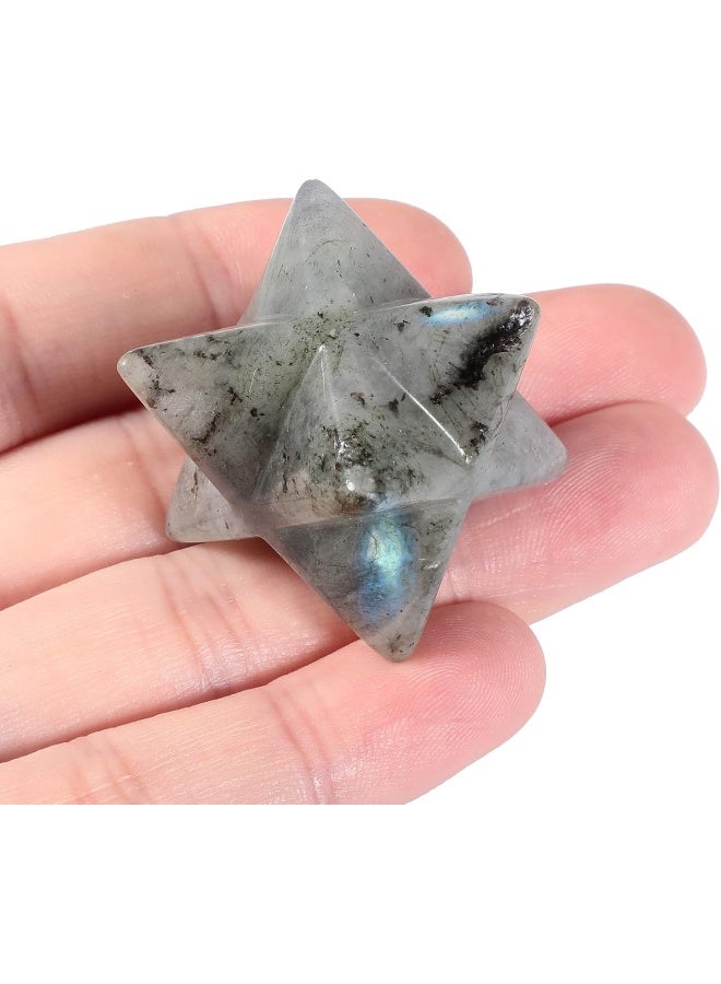 Loveliome Natural Moonstone Merkaba Crystal Protection Sacred Meditation Energy Generator Healing Chakra Six-Pointed Star 1 Inch - Image 3